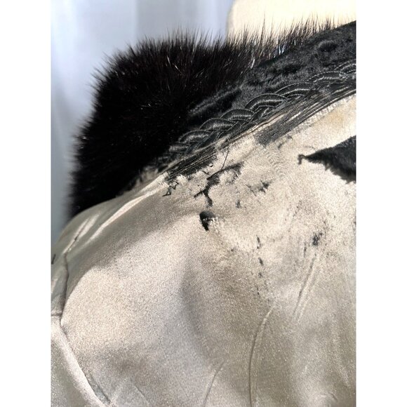 Vintage 60s Black Karakul Lamb Swing Coat Size Mink Collar Mod Glam Luxurious - Picture 14 of 14